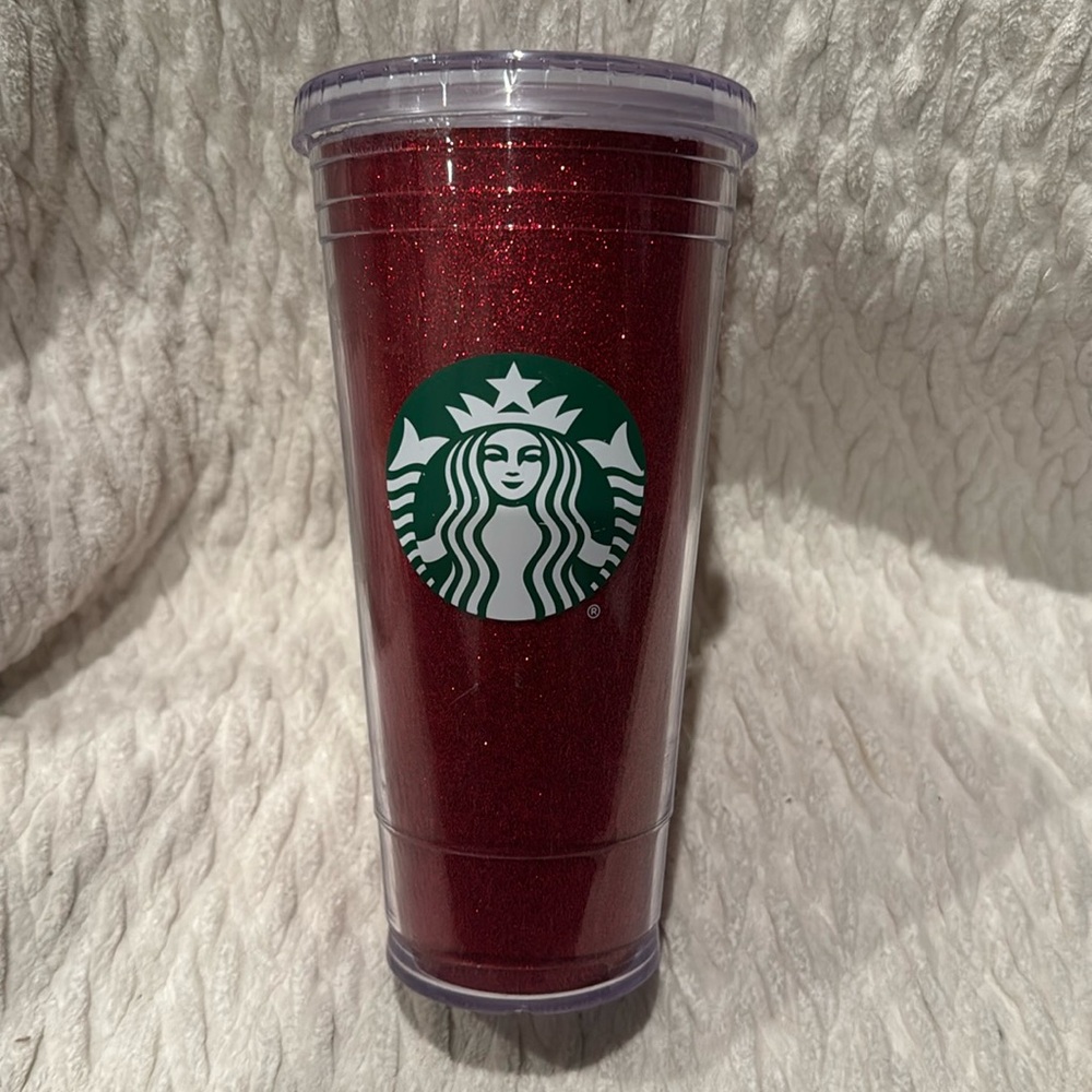 Starbucks 20oz Red Glitter Holiday Limited Edition Tumbler Cold Cup GUC